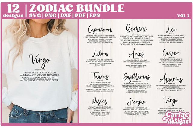 Zodiac Sign Definition Bundle | Zodiac Sign SVG Bundle Vol 1 SVG Carla C Designs 