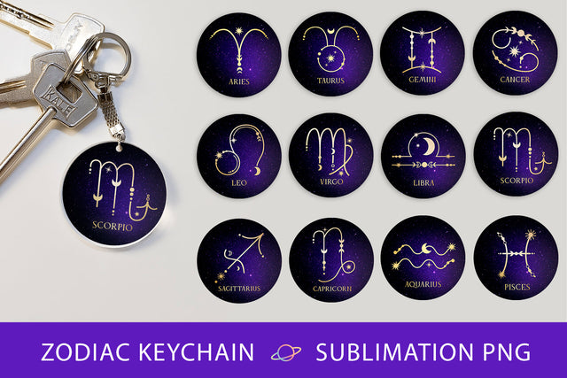 Zodiac sign keychain sublimation Sublimation KMarinaDesign 