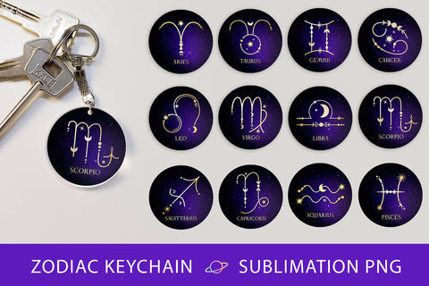 Zodiac sign keychain sublimation Sublimation KMarinaDesign 