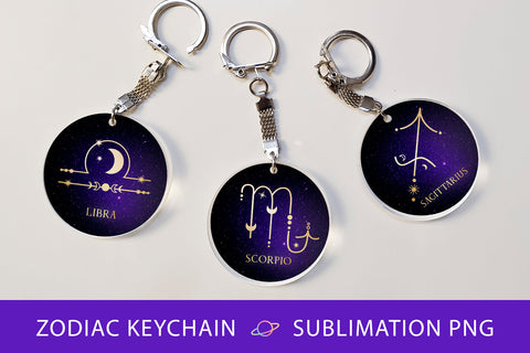 Zodiac sign keychain sublimation Sublimation KMarinaDesign 