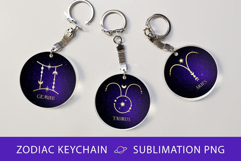 Zodiac sign keychain sublimation Sublimation KMarinaDesign 