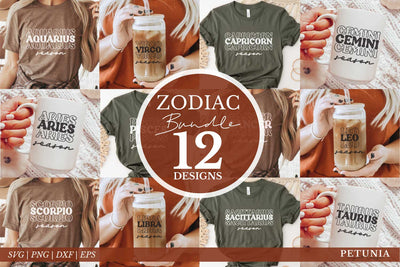 Zodiac Sign SVG Bundle | Horoscope SVG Bundle SVG Petunia Digital Design 