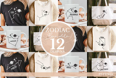 Zodiac Sign SVG Bundle | Horoscope SVG Bundle SVG Petunia Digital Design 