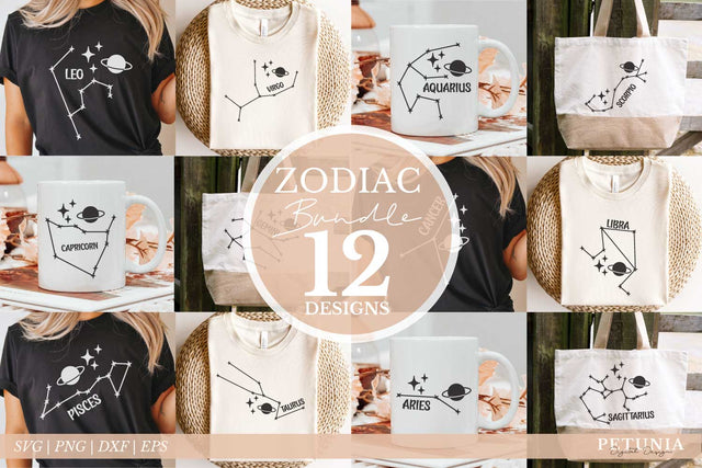 Zodiac Sign SVG Bundle | Horoscope SVG Bundle SVG Petunia Digital Design 
