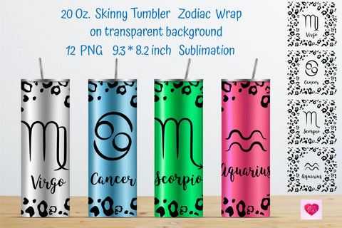 Zodiac Signs 20 Oz Skinny Tumbler Sublimation Bundle Sublimation Kseniia designer 