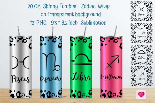 Zodiac Signs 20 Oz Skinny Tumbler Sublimation Bundle Sublimation Kseniia designer 