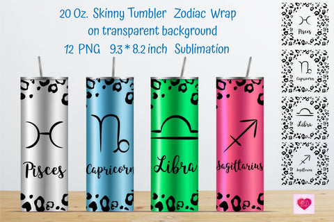 Zodiac Signs 20 Oz Skinny Tumbler Sublimation Bundle Sublimation Kseniia designer 