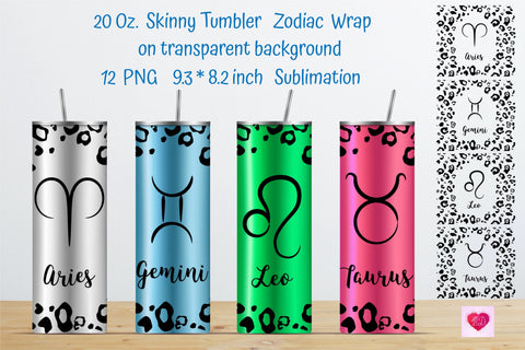 Zodiac Signs 20 Oz Skinny Tumbler Sublimation Bundle Sublimation Kseniia designer 