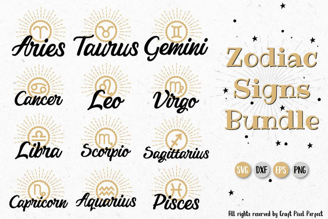 Zodiac Signs Bundle, Astrology Signs Svg SVG Craft Pixel Perfect 