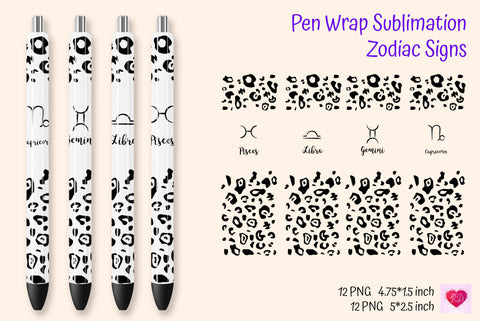 Zodiac Signs Pen Wrap Sublimation. Waterslide Pen Wraps Sublimation Kseniia designer 