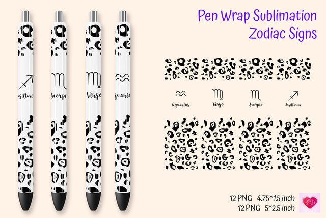 Zodiac Signs Pen Wrap Sublimation. Waterslide Pen Wraps Sublimation Kseniia designer 