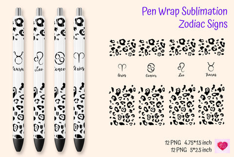 Zodiac Signs Pen Wrap Sublimation. Waterslide Pen Wraps Sublimation Kseniia designer 