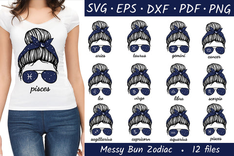 Zodiac signs Svg | Astrology Svg | Messy Bun Svg Bundle SVG Irina Ostapenko 