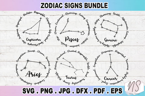 Zodiac signs svg Bundle, Astrology cut files, Zodiac Symbols svg, Constellation Signs svg, Astrology, Horoscope, Cut File Cricut, Silhouette, Horoscope png SVG NS Arts Shop 