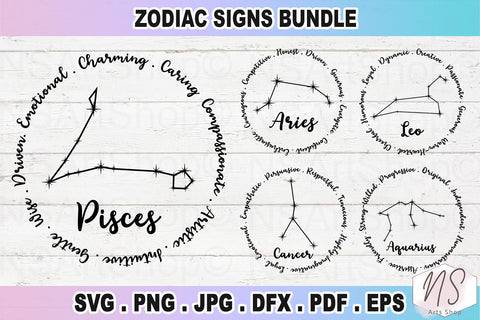 Zodiac signs svg Bundle, Astrology cut files, Zodiac Symbols svg, Constellation Signs svg, Astrology, Horoscope, Cut File Cricut, Silhouette, Horoscope png SVG NS Arts Shop 