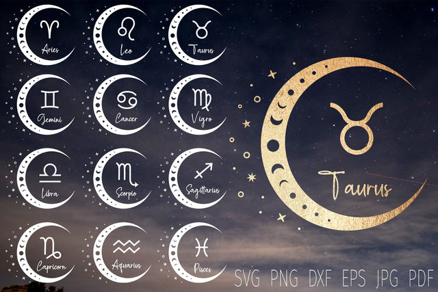 Zodiac signs svg bundle, Astrology Svg, horoscope bundle svg SVG Digital Rainbow Shop 