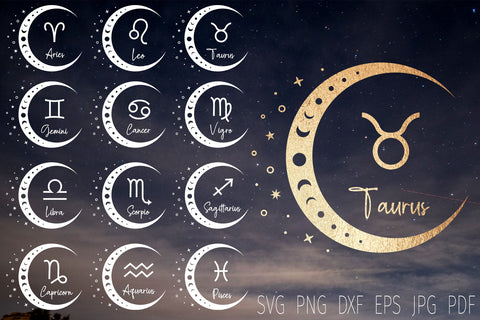 Zodiac signs svg bundle, Astrology Svg, horoscope bundle svg SVG Digital Rainbow Shop 