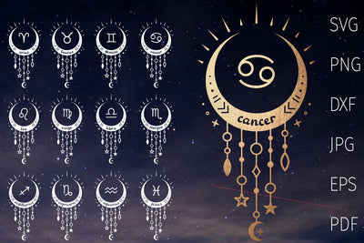 Zodiac signs svg bundle, astrology symbols, horoscope zodiac SVG Digital Rainbow Shop 