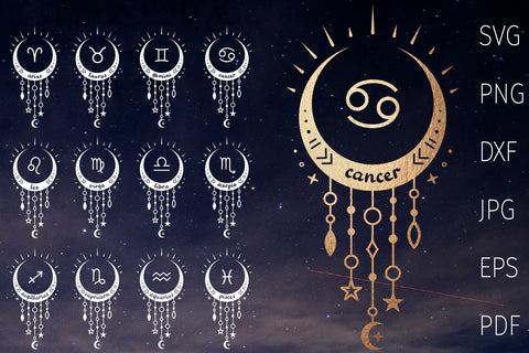 Zodiac signs svg bundle, astrology symbols, horoscope zodiac SVG Digital Rainbow Shop 