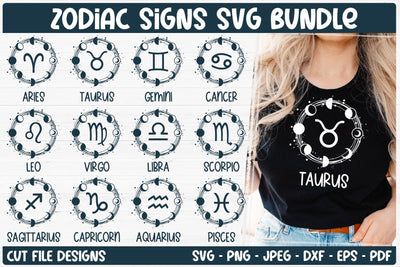 Zodiac Signs SVG Bundle | Celestial SVG | Astrology Horoscope SVG TatiStudio 