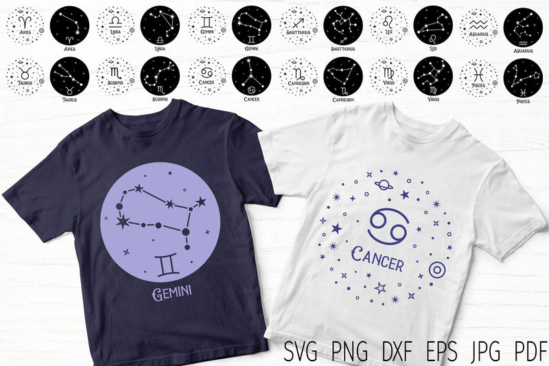 Zodiac signs svg bundle, constellation svg, astrology signs SVG Digital Rainbow Shop 