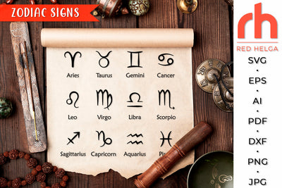 Zodiac Signs SVG - Horoscope Cut File SVG RedHelgaArt 