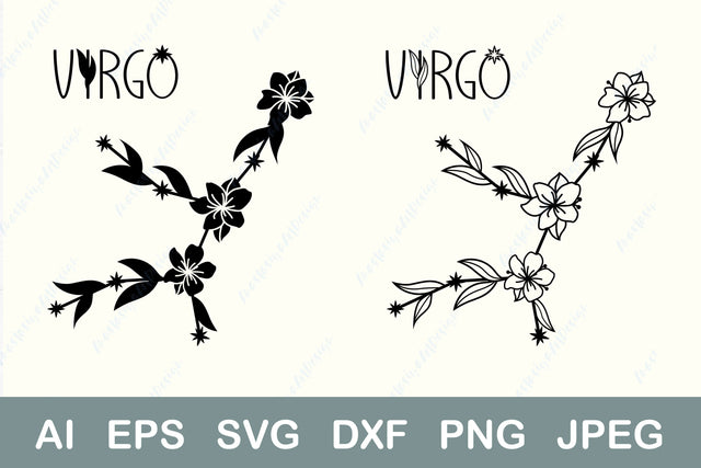 Zodiac signs svg, Virgo with flowers svg, Astrology symbol SVG AnastasiyaArtDesign 