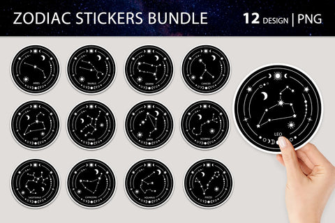 Zodiac stickers bundle Sublimation KMarinaDesign 