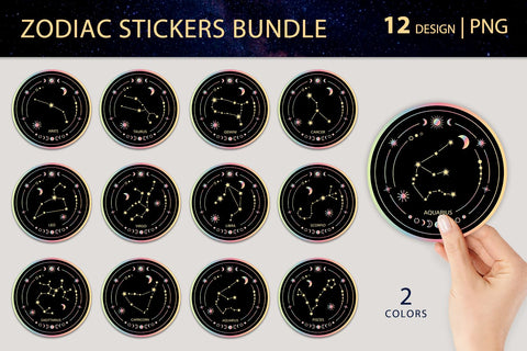 Zodiac stickers bundle Sublimation KMarinaDesign 
