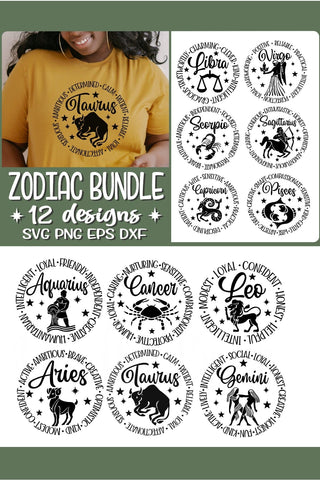 Zodiac SVG Bundle 12 Designs SVG Cutting PNG Sublimation SVG On the Beach Boutique 