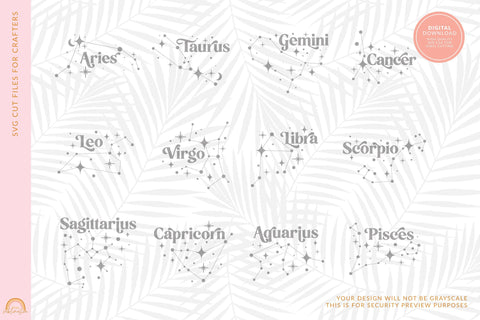 Zodiac SVG Bundle with Constellations HM SVG Pixel Sublimation 