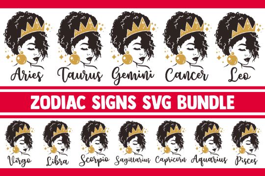 Zodiac SVG Bundle, zodiac sign svg, astrology svg, horoscope svg, afro svg, aries svg, taurus svg, gemini svg, leo svg, virgo svg, libra svg SVG James 
