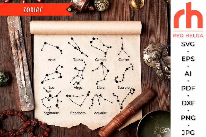 Zodiac SVG - Constellation Cut File SVG RedHelgaArt 