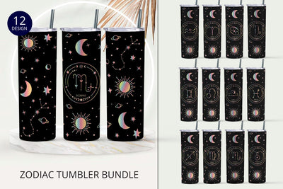 Zodiac symbol sublimation tumbler bundle SVG KMarinaDesign 