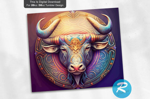 Zodiac Taurus Round 20 oz / 30 oz Tumbler PNG Sublimation Regulrcrative 