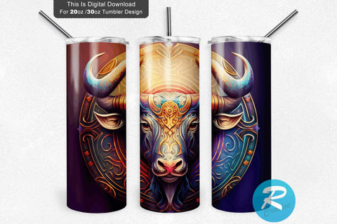 Zodiac Taurus Round 20 oz / 30 oz Tumbler PNG Sublimation Regulrcrative 