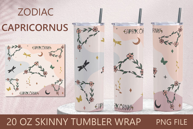 Zodiac tumbler, Horoscope symbol Capricornus, 20 oz skinny tumbler wrap Sublimation AnastasiyaArtDesign 