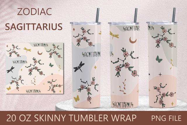 Zodiac tumbler, Sagittarius 20 oz skinny tumbler sublimation wrap png Sublimation AnastasiyaArtDesign 
