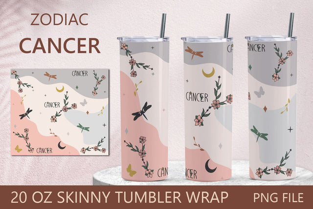 Zodiac tumbler sublimation, Cancer sign 20 oz skinny tumbler wrap png Sublimation AnastasiyaArtDesign 
