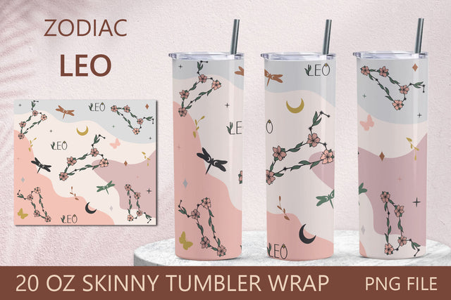 Zodiac tumbler wrap sublimation, Leo symbol, 20 oz skinny tumbler png Sublimation AnastasiyaArtDesign 