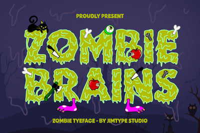 Zombie Brains -Halloween Font, Zombie Font Font Jimtype Studio 