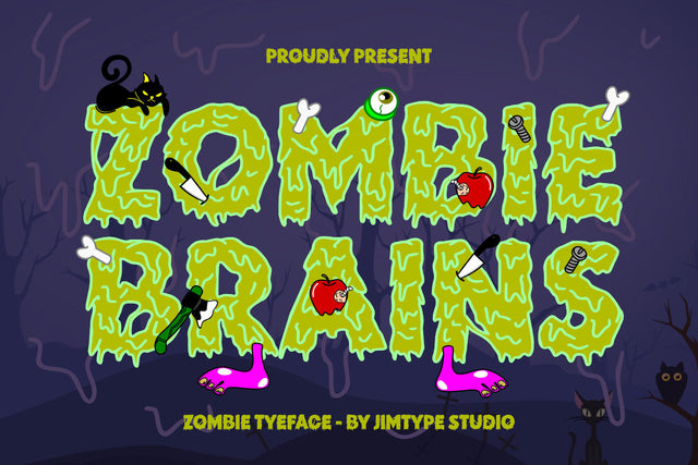 Zombie Brains -Halloween Font, Zombie Font Font Jimtype Studio 