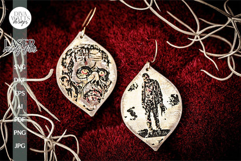 Zombie Earrings SVG For Laser Earrings For Halloween Zombie Earrings SVG For Laser Zombie Earrings svg for Glowforge Zombie Earrings SVG SVG Diva Watts Designs 