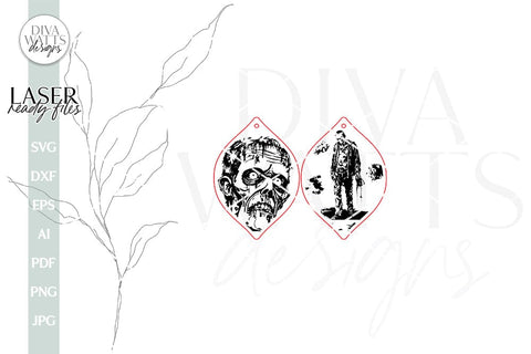Zombie Earrings SVG For Laser Earrings For Halloween Zombie Earrings SVG For Laser Zombie Earrings svg for Glowforge Zombie Earrings SVG SVG Diva Watts Designs 