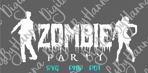 Zombie Party Sign Happy Halloween Print and Cut SVG Digitals by Hanna 