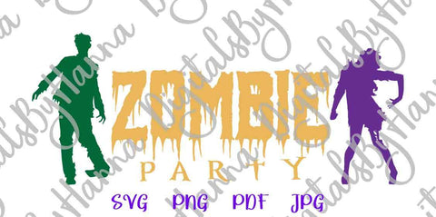 Zombie Party Sign Happy Halloween Print and Cut SVG Digitals by Hanna 