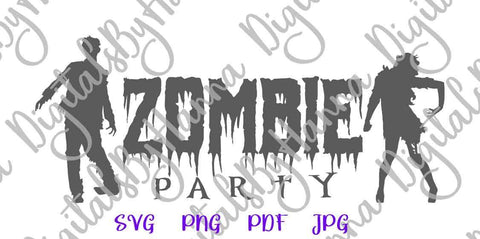 Zombie Party Sign Happy Halloween Print and Cut SVG Digitals by Hanna 
