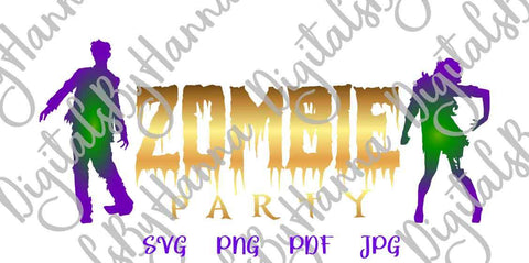 Zombie Party Sign Happy Halloween Print and Cut SVG Digitals by Hanna 