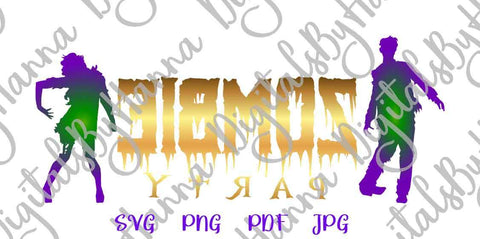 Zombie Party Sign Happy Halloween Print and Cut SVG Digitals by Hanna 