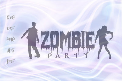 Zombie Party Sign Happy Halloween SVG, PNG, DXF, PDF, JPG SVG Digitals by Hanna 